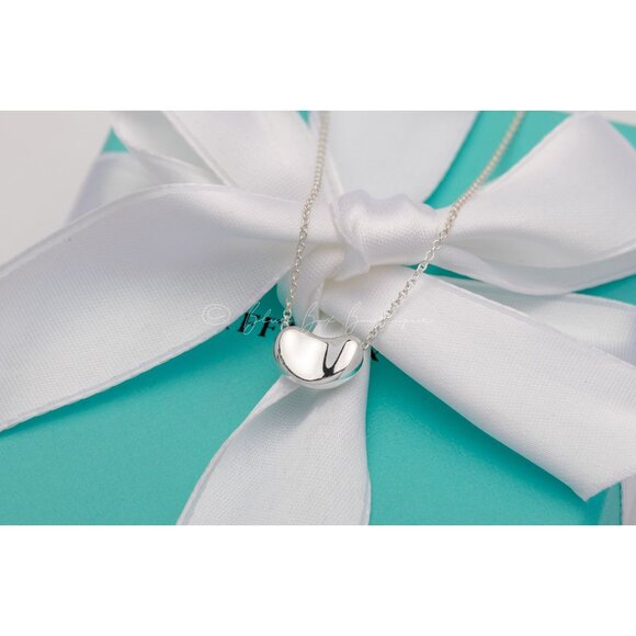 Tiffany & Co Vintage Bean Necklace Elsa Peretti11mm Pendant in Silver 16" Chain - Picture 3 of 8